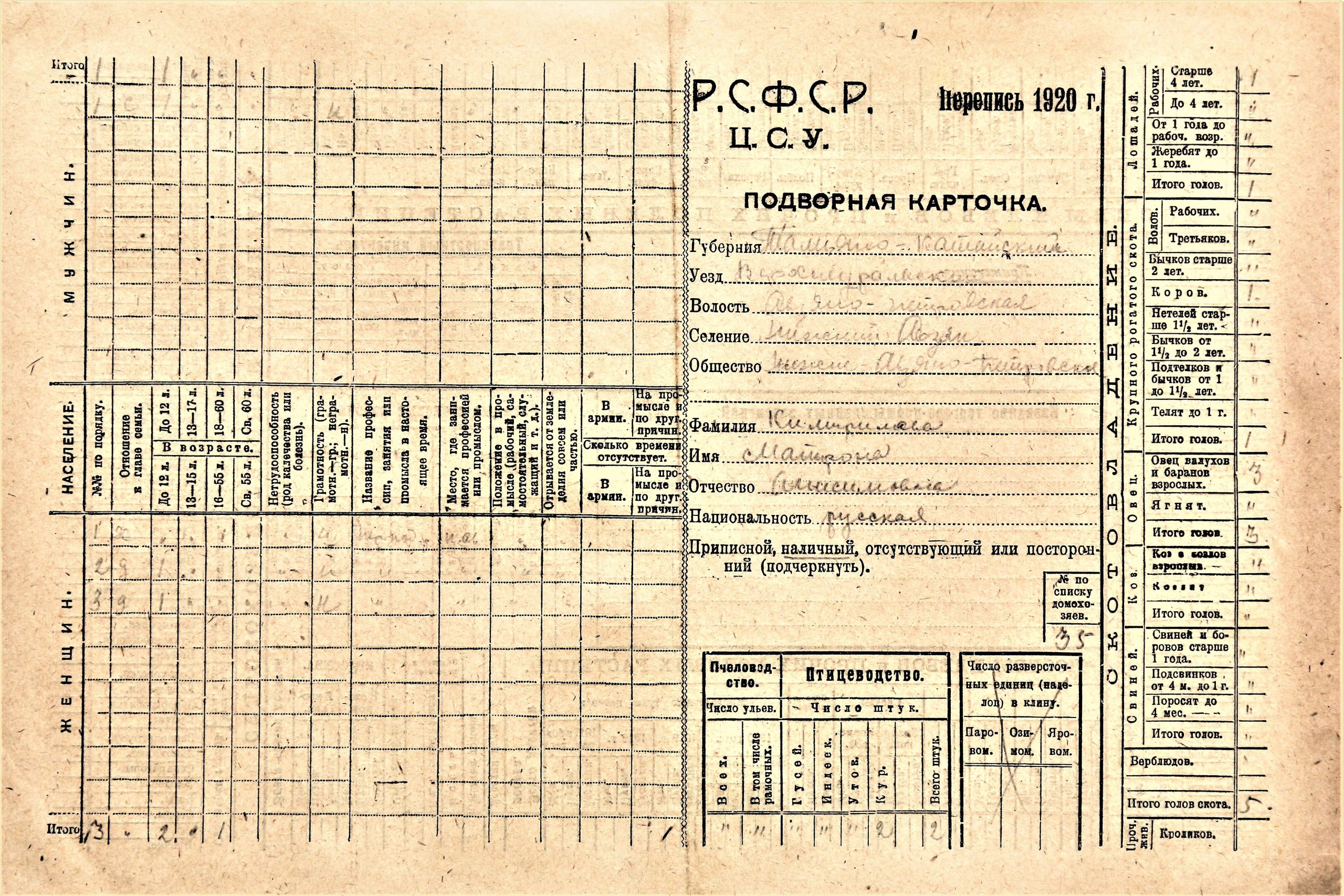 Джоб клин. Календарь 1920г. Подворная опись 1884 1893 гг Вятская Губерния.